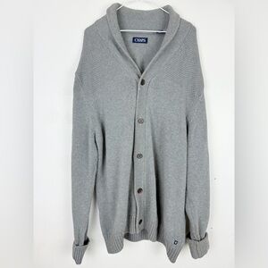 Chaps Gray Shawl Collar Button-Up Cardigan Men’s XXL Classic Preppy Cozy Vibes
